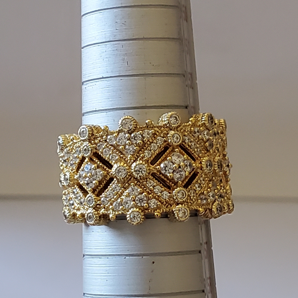 Judith Ripka Diamonique Wide-band Ring, Sz 7 - Picture 9 of 9